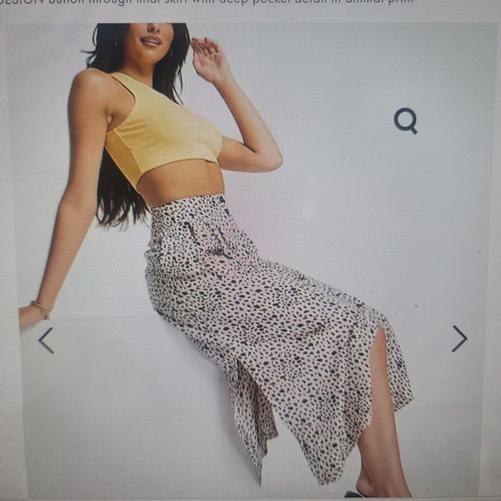ASOS Button Front Midi Skirt‎ Cheetah Pockets Women 4 Boho Summer Beach Chic - Picture 2 of 8